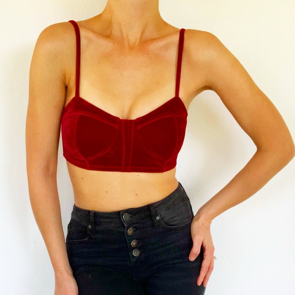 Full Tilt velvet maroon corset crop top size small